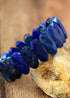 Pulsera Boho, Pulsera Elástica, Lapislázuli Azul y Amatistas Moradas